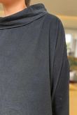 Made in Italy Cooper Needlecord Boat Cowl Neck Top Black
